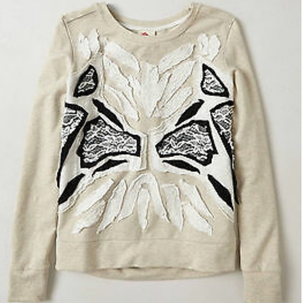 Anthropologie Lace "Applique Patois Pullover"